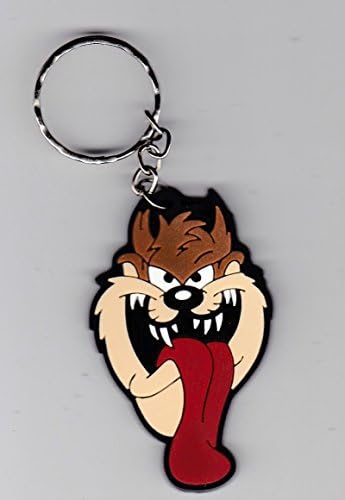 (TZ2) TAZ-MANIA TONGUE Tasmanian Devils Game Cartoon Movie Rubber Keychain / Key-ring 1.5x2.25"