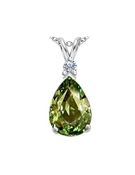Original Star K (tm) Large 14x10mm Pear Shape Simulated Green Tourmaline Pendant in 925 Sterling Silver