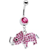Pink Gem Good Luck Elephant Belly Ring