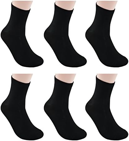 canFly Men's 6-Pack Crew Thin Cotton Socks 9-11 (Black)