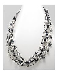 Japanese silk cord Fresh Water Pearls Necklace In Zinc