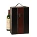 Black with Burgundy Stripe Wooden Two Bottle Wine Trunk 9-Inch by 4-3/4-Inch by 13-3/4-Inch High with Faux Leather Handle