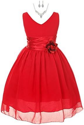 My Best Kids Yoru Chiffon Flower Girl Dress-Red-12