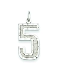 14K White Gold Large Number 5 Charm Pendant FindingKing