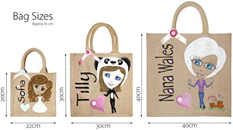 Hand Painted Fully Personalised Jute Bag - available in small 22 x 20 cm, medium 30 x 30 cm and large 40 x 40 cm