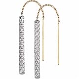 Two Tone Woven Tube Threader Earrings