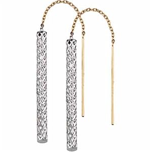 Two Tone Woven Tube Threader Earrings