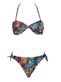 DKNY 2 Pc Copper Bandeau Bikini w/Glitter Floral 12