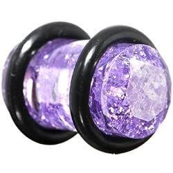 0 Gauge Light Purple Iced Cubic Cz Plug