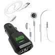 Malcom Distributors Black Dual USB Port Socket Cigarette Lighter DC Car Charger Adapter with USB Dock Connector and OEM Apple Headset Apple Earphones with Remote and Mic for Apple iPhone 3G 3GS 4.0 4v 4g iPod Nano 4th and 5th Generation iPod Classic 120GB 160GB Malcom Distributors Black Dual USB Port Socket Cigarette Lighter DC Car Charger Adapter with USB Dock Connector and OEM Apple Headset Apple Earphones with Remote and Mic for Apple iPhone 3G 3GS 4.0 4v 4g iPod Nano 4th and 5th Generation iPod Classic 120GB 160GB