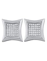10KT White Gold 0.20 CTW Diamond Micro Pave Earrings