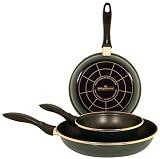 Magefesa Tuscany Green (Gold) Enamel On Steel 7 Inch, 9 Inch & 11 Inch Fry Pan Set (3 Piece)