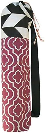 Yoga Mat Bag - Modern Abstract Magenta + Black - 11 x 28 - Inside Pocket Washable - Shoulder Strap - pink purple stripe black