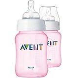 from Philips AVENT Philips AVENT Classic Feeding Bottle (Pink, 260ml, 2-Pack) (Model SCF684/27)