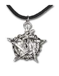 Ouroborous Dragon Pentagram Sterling Silver Pendant Necklace