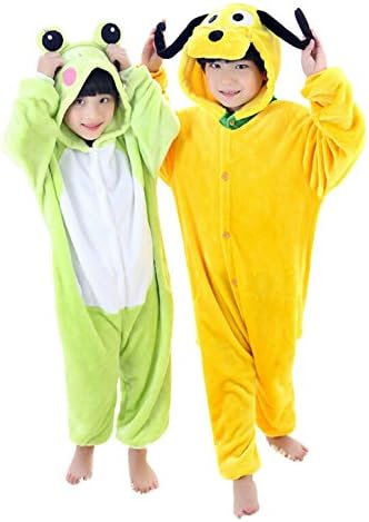 Tjia Winter Kid Cosplay Flannel Frog Animal Pajamas (M 49"- 53"), dog)