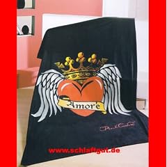 Polar Fleece Decke "Amore"150 x 200 schwarz Pink Cookie