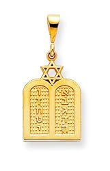 14k Polished Torah with Star of David Pendant