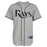 MLB Men's Tampa Bay Rays B.J. Upton Road Gray Short Sleeve 6 Button Synthetic Replica Baseball Jersey Spring 2012  (Road Gray, XX-Large)