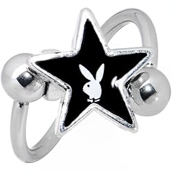 Playboy Black Star Rabbit Head Spiral Twister Belly Ring
