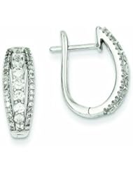 0.9 Carat 14K White Gold Diamond Three Row Hinged Hoop Earrings