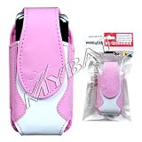 High Quality Baby Pink White Vertical Stylish Carry Case Pouch With Magnetic closing flap For Nokia 3555 / Sanyo PRO-200 / Motion BlackBerry Pearl 8100