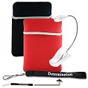 New Red / Black Amazon Kindle DX Reversible Carrying Sleeve + Determination Hand Strap + E Reader Light (White)
