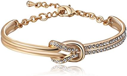 Old Rubin Elegant and Eye-Catching Bracelet Jewelry - "Wishful Knot" White Gold Plated Bracelet Clear Swarovski Elements Crystal Shiny Diamond Accent Bangle for Women