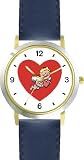 41Am%2BdsASYL. SL160  Red Heart   Cupid Holding Red Heart   Love & Friendship Theme   WATCHBUDDY® DELUXE TWO TONE THEME WATCH   Arabic Numbers   Blue Leather Strap Childrens Size Small