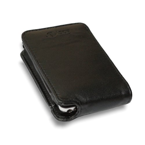 New 160GB iPod Classic Genuine Leather Flip Case & Screen Protector + Detachable Caribineer - Black (120GB & 160GB 2009 Edition)