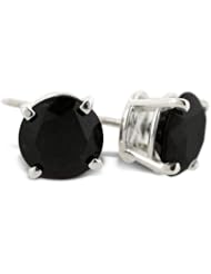 2ct Black Diamond Stud Earrings in 14K White Gold Screw Backs With Free Blitz Jewelry Cleaner