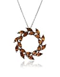 Sterling Silver Garnet Leaf Design Circle Pendant