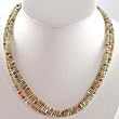 Southwestern Native American Varascite and Coral Bead Three Strand Choker Necklace by Priscilla Nieto, #10723