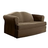 Stretch Pique T-Cushion Sofa 2-pc Slipcover Taupe