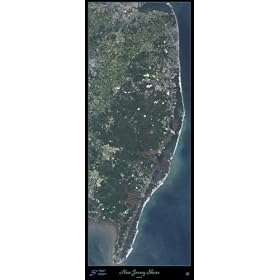 New Jersey Shore from space satellite print/poster photograph: 16"x41" glossy