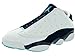 Jordan Men's Air 13 Retro Low, Hornets-WHITE/MTLLC SILVER-MIDNIGHT NAVY-TURQUOISE
