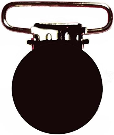 10 Black Enamel Round Face 1" Suspender Clips with Rectangle Inserts