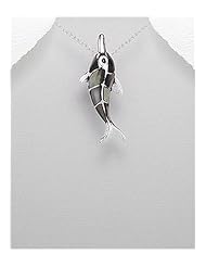 Dolphin Colored Enamel Pendant Necklace In 92.5 Sterling Silver