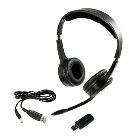 PC Radio Stereo Headset Headphones Earphones / 2.4 GHz Wireless / 10 m Transmission Distance / Headset + Microphone + Wireless Stick (Macbook Air Macbook Pro iMac mit Mac OS Lion Leopard/ PCs mit Linux Ubuntu/ Windows 7 XP PC, iPad 3 with Hebron Camera Connection Kit - detects new hardware automatically. If not detected, please try different USB port.)