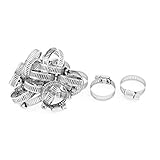 uxcell ホースクランプ　ホースバンド 16-25mm ステンレス鋼　調節可能なクリップ　シルバートーン　20 個