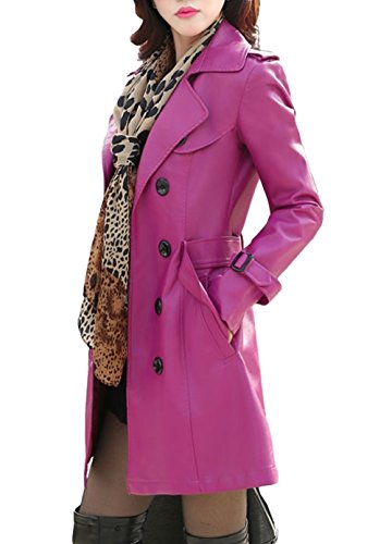秋冬物 フェイクレザー カラー トレンチコート 全3色 レディース ウエストベルト紐付き PUレザー 合皮 ダブルブレスト アウター ストリートファッション カジュアル フォーマル エレガント オフィス ビジネス 通勤 通学 アウトドア 防寒 デート パーティー レジャー トラベル 旅行 普段使い オリジナルグッズ付属 NDU0200