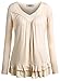 DJT Women's V Neck Long Sleeve Ruched Front T Shirt Blouse Top XX-Large Apricot
