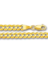 14K Yellow Gold 2mm Concave Curb Chain Necklace with Spring Clasp 24"