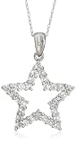 10k White Gold, April Birthstone White Topaz Star Pendant, 18