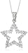 10k White Gold, "April Birthstone" White Topaz Star Pendant, 18"