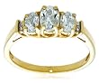 10k Yellow Gold March Birthstone 3-Stone Aquamarine Ring w/ Diamond Accent, Size 7
