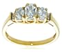 10k Yellow Gold March Birthstone 3-Stone Aquamarine with Diamond-Accent Ring, Size 7