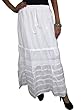 Womans Skirts White Tiered Solid Bohemian Full / Maxi / Long Cotton Skirt