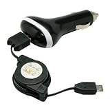2 in 1 Premium Retractable USB Data Cable with Car Charger Adapter for HTC ADR6300, Incredible, Aria, EVO 4G, HD2, myTouch 3G Slide, Nexus One (Google)