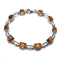 Sterling Silver and Honey Amber Square Bracelet